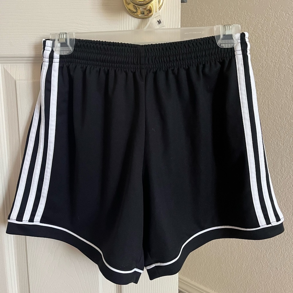 adidas Black Athletic Shorts with White Stripes